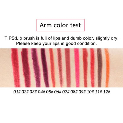 12 PCS Nude Red Deep Red Brown Matte Lip Liner Pencil Set Waterproof Long Lasting Lip Liner Lipstick for Women