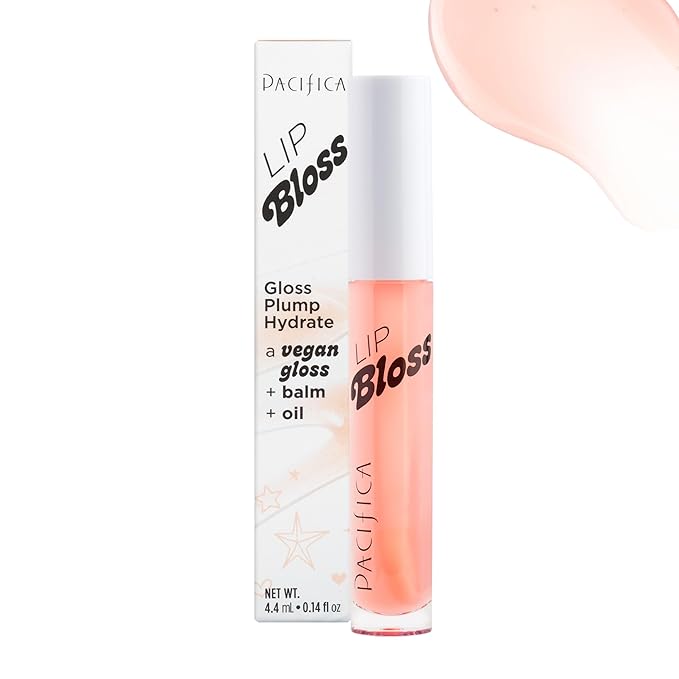 Pacifica Plumping Lip Gloss – Jasmine Kiss Flavored Lavender-Pink Tint Hydrating Lip Oil Balm, No-Tingle Volumizing Gloss with Shea Butter & Jojoba, High Shine Color, Vegan & Cruelty-Free 0.14oz