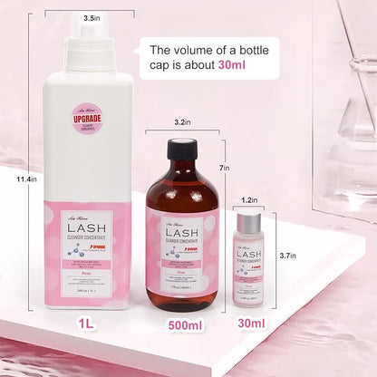 Lash Shampoo Concentrate 30ml Lash Cleanser Concentrate Add Hyaluronic Acid Perfect for Salon-Get, Can make 180ml eyelash cleaning shampoo，Rose