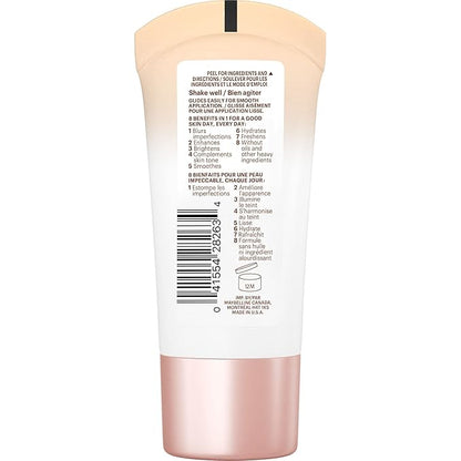 Maybelline Dream Fresh Skin Hydrating BB cream, 8-in-1 Skin Perfecting Beauty Balm with Broad Spectrum SPF 30, Sheer Tint Coverage, Oil-Free, Light/Medium, 1 Fl Oz