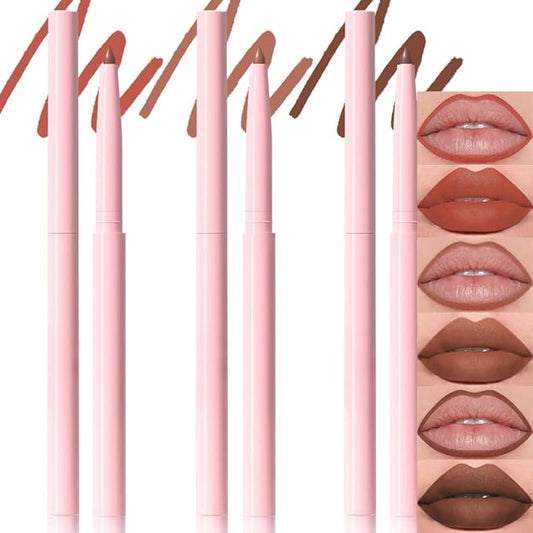 Kaely 3Pcs Matte Velvet Lip Liner Pencils Retractable for Shaping & Sculpting Lips, Lip Pencils for Women Long Lasting Waterproof Rich Lip Colors Liner Crayon Lipstick delineador de labios 03&04&05