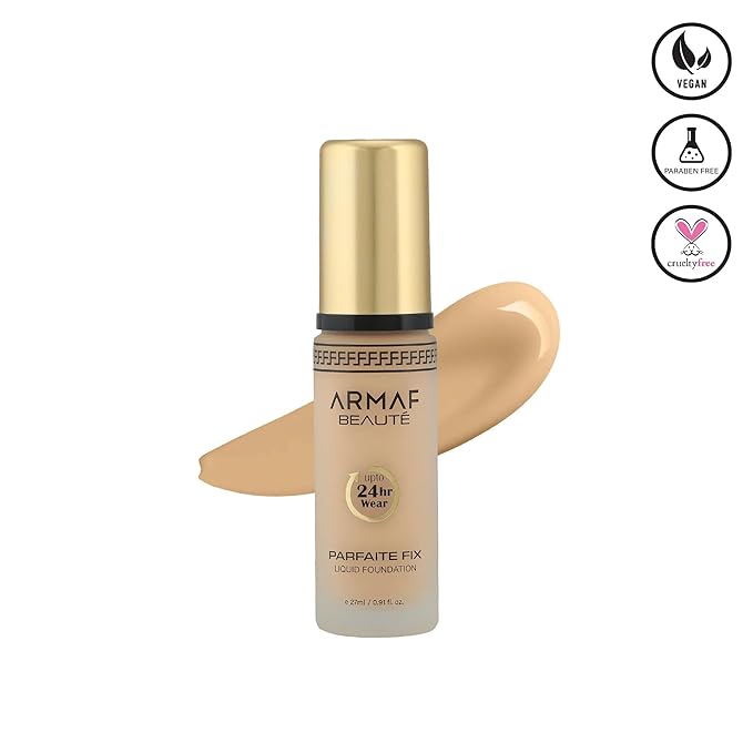 Armaf Beauté Parfaite Fix Liquid Foundation Makeup - Water Resistant, Lasts Up To 24 Hours | Beige, 27 ml/0.91 fl.oz