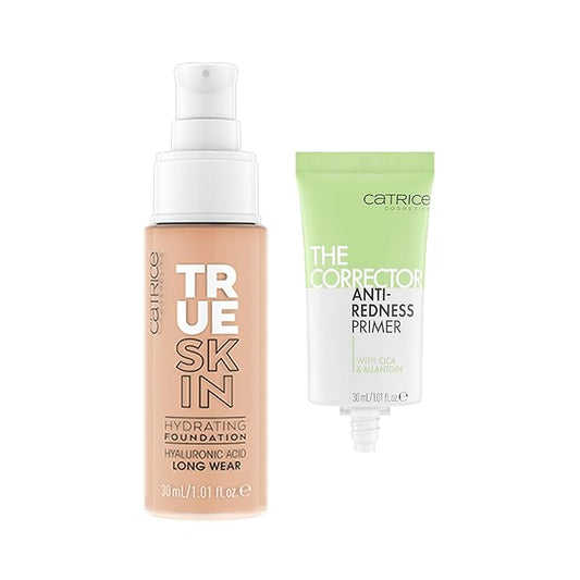 Catrice | True Skin Foundation 20 & The Corrector Anti-Red Primer| Full Coverage Makeup | Vegan & Cruelty Free