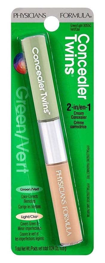 Physicians Formula Cream Dual-Ended Concealer Stick Green/Light, Neutralizing, Dark Circles, Scars, Blemishes, Eyes
