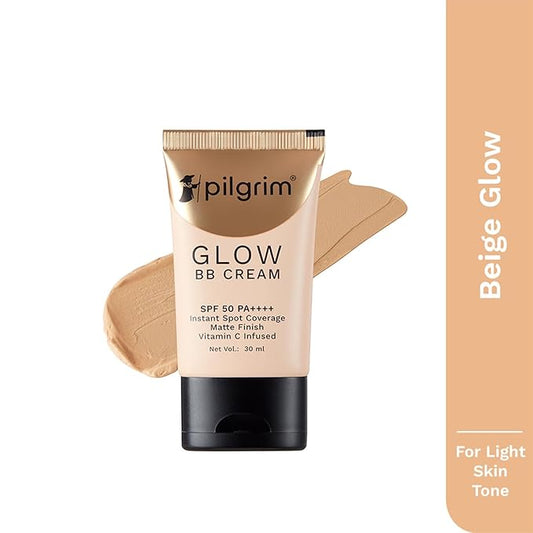Beige Glow 3-In-1 Natural Bb Cream Medium Coverage For All Skin Types Spf 50 Pa++++ With Niacinamide, Hyaluronic Acid & Vit C - 1.01 Fl Oz (30ml), Pack Of 1