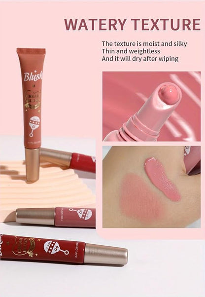Lightweight Liquid Cream Blush Eyeshadow - Superdewy & Buildable Pigmentation, Cruelty Free Vegan Makeup, Natural-looking Cheek Tint with Dewy Finish (#01, A)