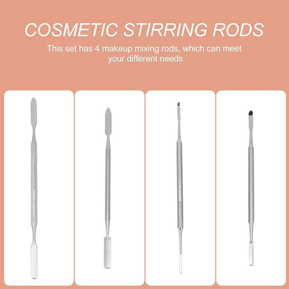 4Pcs Stainless Steel Depotting Spatula Makeup Spatula Tool Make Up Accessories for Makeup Cosmetics Mixing