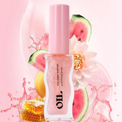 Honey Infused Hydrating Lip Oil Lip Gloss with Honey Tropical Scent, High-Shine Non-Sticky Formula for Dry Lips, 8ml (Watermelon, Lip Oil-3)