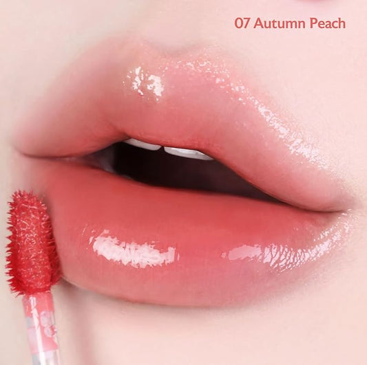 MILKTOUCH Jelly Lip Glow Tint - Hydrating Lip Gloss with Long-Lasting Moisture, Lip Stain, Lightweight, Radiant Shine, Perfect for Daily Use, Korean Lip Oil (07 Autumn Peach)
