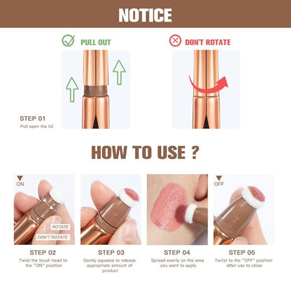 Concealer Stick,Contour Stick Makeup Liquid Highlight and Contour Wand,Cream Contour Stick with Soft Cushion Applicator,Foundation Highlight Makeup Bronzer Stick for Face