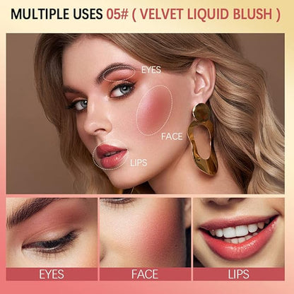GL-Turelifes Soft Cream Blush Makeup, Liquid Blush for Cheeks, Natural-Looking Long Lasting, Smudge Proof, Velvet Mousse,Dewy Finish, Easy to Blend Blusher (#5)