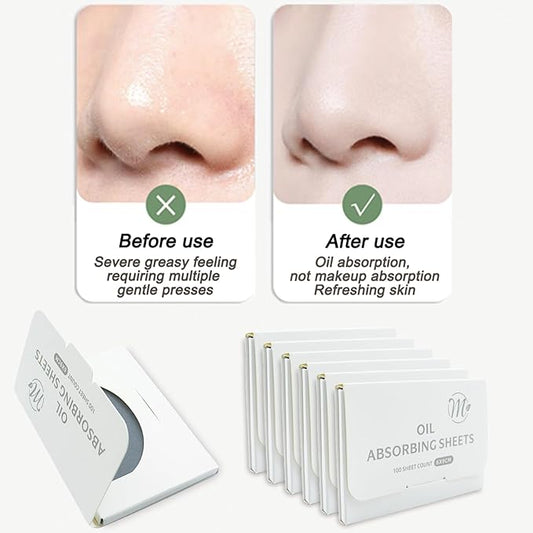Bamboo Charcoal Oil Blotting Sheets 600 Counts – Makeup Friendly & Portable Facial Blotting Paper for Oily Skin | Natural Oil Absorbing, Travel-Size Pack (Gift-Ready)