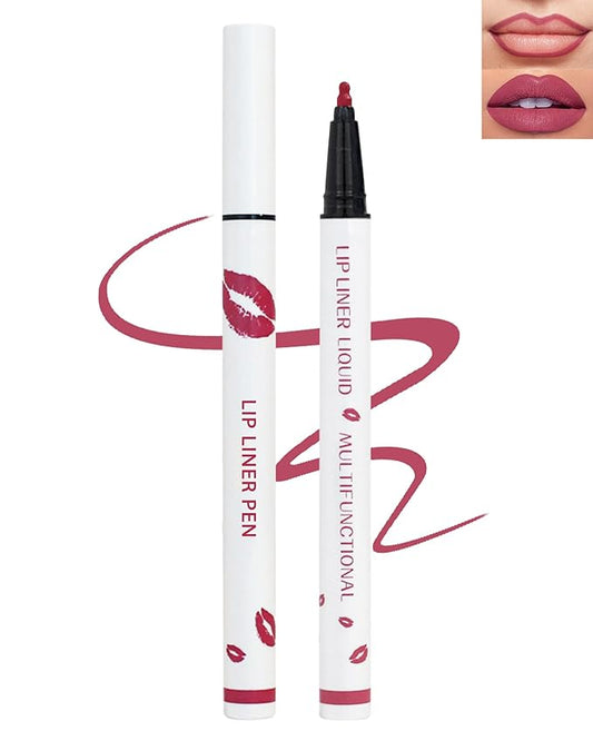 Lip Liner Stain Pen-Pink Matte Waterproof Liquid Lipstick & Lip Liner Pencil, Long Lasting Smudge-Proof Non-Stick Cup Lip Tint Stain, Color Stay All Day, Lipstain Makeup Gift For Women-02#Pink