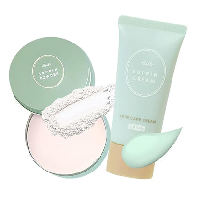 Suppin Setting Powder & Hydrating BB Cream, Pressed Powder with Skin-Smoothing Amino Acid+ Lightweight Makeup Foundation Moisturizer Cream with Botanical Extract Formula, White Floral Bouquet