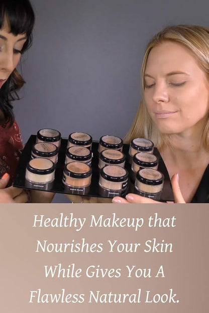 Mineral Face Powder Makeup. Natural Full Coverage Loose Foundation with Vitamin and Green Tea. Made in USA