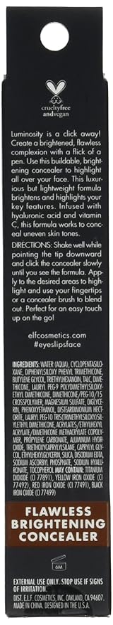 e.l.f. Flawless Brightening Concealer, Illuminating & Highlighting Face Makeup, Conceals Dark Under Eye Circles, Rich 60 W, 0.07 Fl Oz (Pack of 2)