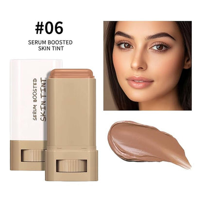 Foundation Stick Beauty Balm Serum Boosted Skin Tint, Solid Tinted Moisturizing Serum Contour Stick Foundation Face Stick for Women, Natural Finish Makeup