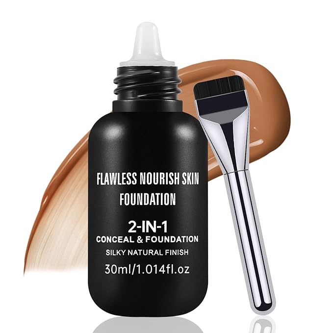 Boobeen Matte Liquid Foundation for Women, Long Lasting Full Coverage Foundation Makeup, Face Natural Finish with Makeup Brush