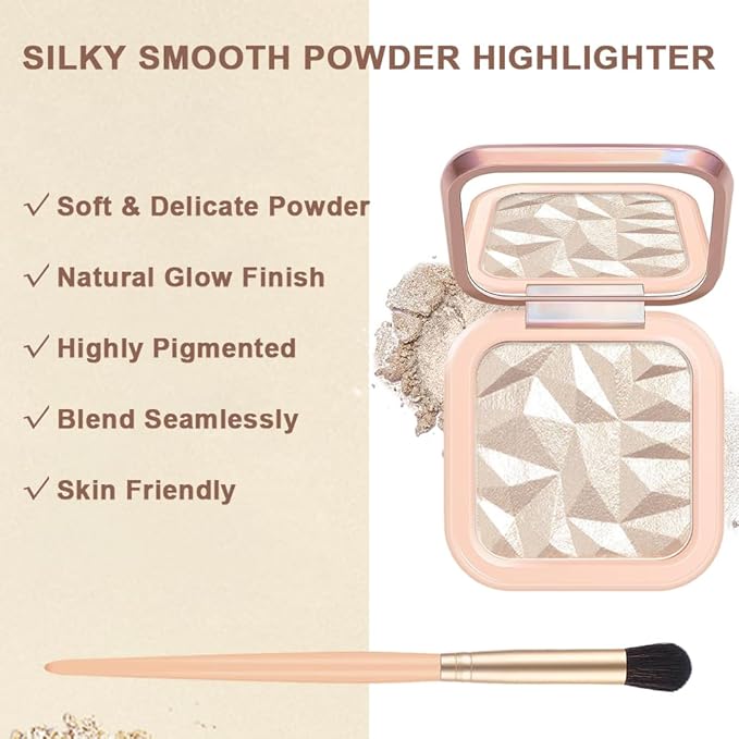 Mysense Single Contour Powder Palette + Shimmer Highlighter Makeup Powder Palette for Sculpted & Three-Dimensinal Face Makeup