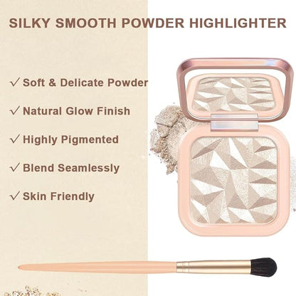 Mysense Single Contour Powder Palette + Shimmer Highlighter Makeup Powder Palette for Sculpted & Three-Dimensinal Face Makeup