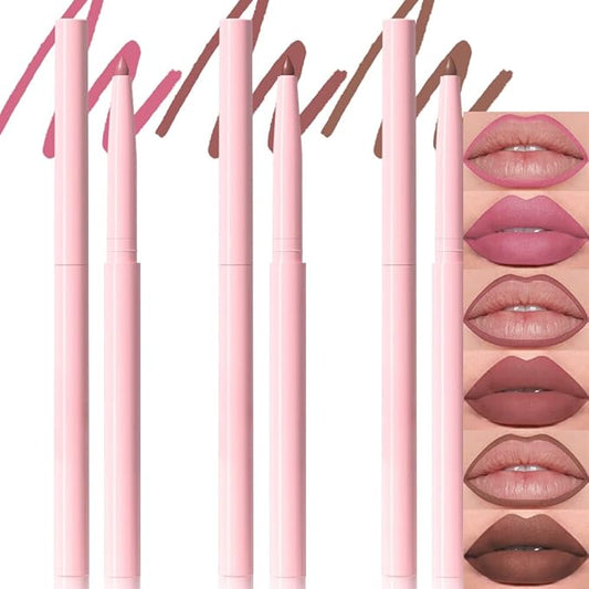 Kaely 3Pcs Matte Velvet Lip Liner Pencils Retractable for Shaping & Sculpting Lips, Lip Pencils for Women Long Lasting Waterproof Rich Lip Colors Liner Crayon Lipstick delineador de labios 09&10&12