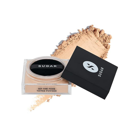 Sugar Cosmetics Set The Tone Tinted Powder15 Cappuccino (Light-Medium) Long-Lasting, Oil-Controlling, Smooth Application