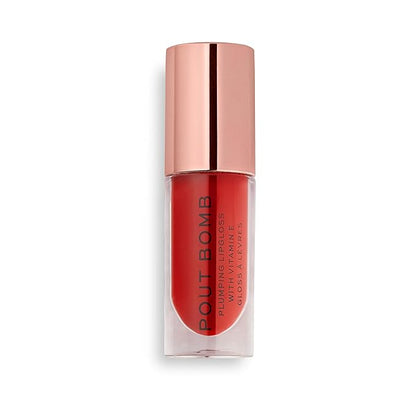 Revolution, Pout Bomb Plumping Lip Gloss, High Shine, Rich Glossy Pigment, Infused with Vitamin E, Juicy Red, 0.15 fl oz