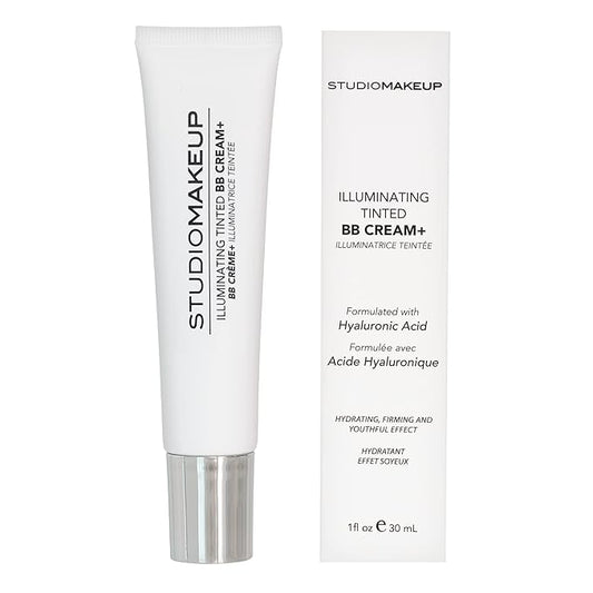 StudioMakeup Illuminating Tinted BB Cream – 1 fl oz / 30 mL Light to Medium Coverage BB Cream Foundation - Lightweight Foundation with Hydrating and Illuminating Hyaluronic Acid - For All Skin Types