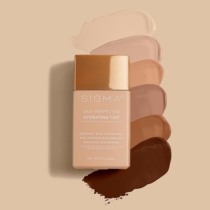 Sigma Beauty Skin Perfector – Hydrating Skin Tint Foundation for Lightweight, Buildable Coverage, With Hyaluronic Acid, Niacinamide Serum, and More (2 Light Beige Tint, 1.12oz)