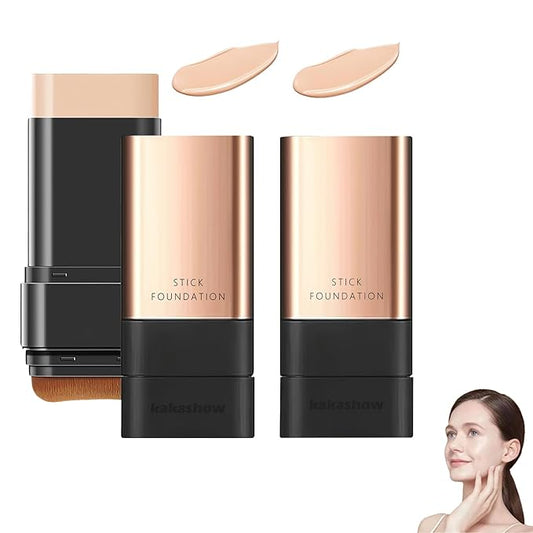 2Pcs 2 in 1- Luxury Anti-Wrinkle Foundation Stick, Korea Flawless Eraser Foundation Stick, Long-lasting Stick Foundation, Double Head Foundation Make-Up Stick (Brilliant White)