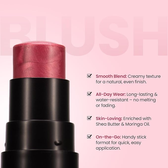 Blush Stick For Women - Crayberry Blusher Highlighter Blush Stick For Cheeks Matte Finish Waterproof And Long Lasting Blusher, Face Makeup 7 g (Pack of 1)