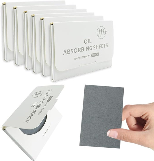 Natural Face Oil Blotting Paper -Bamboo Charcoal 600 Counts, Easy Dispensing Oil Absorbing Sheets, Premium Handy Facial Blotting Papers - Face Skin Care or Beauty Make Up Must Have (White-Bamboo)