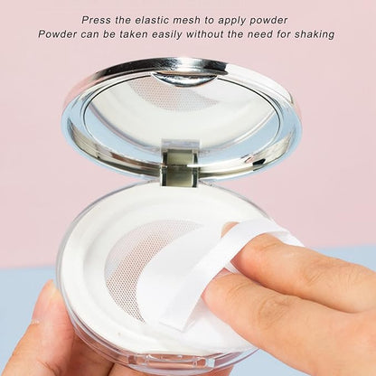 3g Empty Powder Box, Refillable Loose Portable Makeup Setting Blush Case Container with Puff Holder Compact Slim Mirror and Elasticated Net Sifter Mini No Leaks Set
