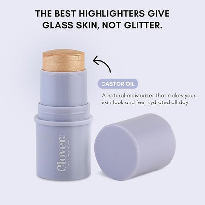 Clover Glow Stick Illuminator | Natural Shine Highlighter, Glass Skin, Easy To Apply | Cruelty-Free & Vegan Naural Makeup| Made With Castor Oil