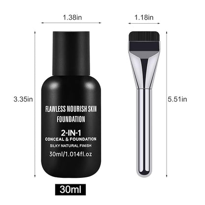 Boobeen Matte Liquid Foundation for Women, Long Lasting Full Coverage Foundation Makeup, Face Natural Finish with Makeup Brush