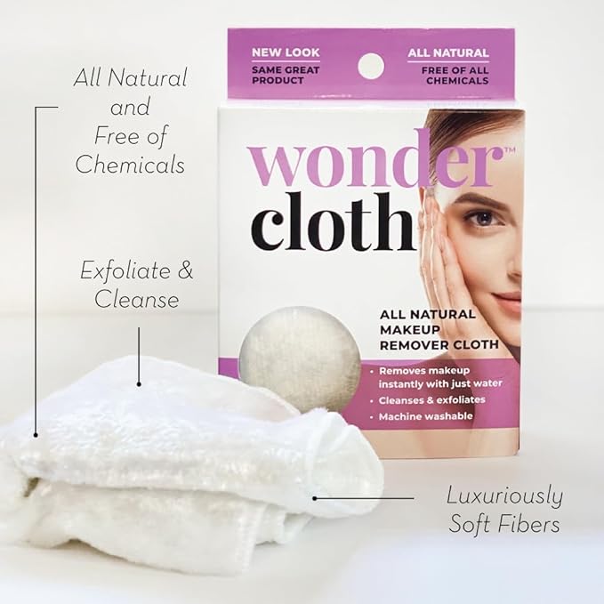Cloth (Pack of 3) - All Natural Make-Up Remover Cloth, Removes Makeup Instantly with Just Water, Cleanses and Exfoliates, Machine Washable