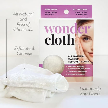 Cloth (Pack of 3) - All Natural Make-Up Remover Cloth, Removes Makeup Instantly with Just Water, Cleanses and Exfoliates, Machine Washable
