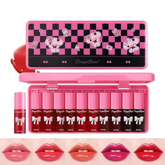 10 Colors Lip Tint, Color Tinted Lip Stain, Moisturizing Lip Balm Liquid Lipstick Makeup Hydrating Long Lasting Lip Gloss Multi-Use Lip Cheek Face Tint