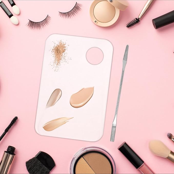 3 Pcs Acrylic Cosmetic Makeup Palette Makeup Palette Clear, Professional Makeup Palette with Scraper Tool, 3PCS Metal Spatula Makeup, Professional Cosmetic Mix, Makeup Artist Tools (Acrylic)