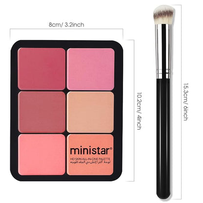 12 Colors Cream [Blush Contour Concealer] Makeup Palette for Cheeks - All in One Makeup Palette Kit with Brush, Natural Matte Long Wearing, Waterproof Blendable Face Make Up Pallete (#02)