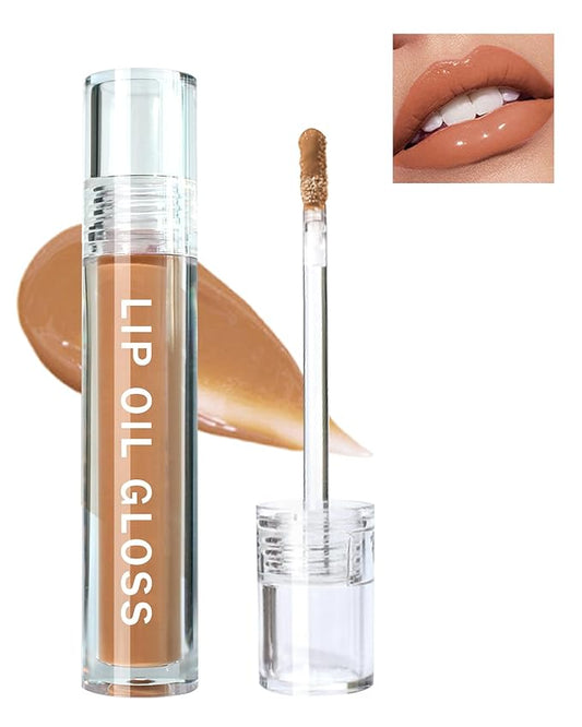 Hydrating Lip Tint Stain-1Pcs Tinted Plumping Lip Glow Oil, Moisturizing Water Lip Stain Makeup, Pigmented Non-Sticky Vegan Lip Gloss, Multi-Use Lip & Cheek Tint, Nude Glossy Finish, Cruelty Free-03#