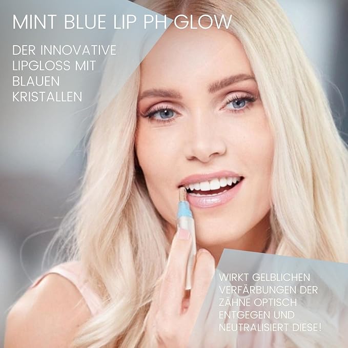 MINT Lipgloss Blue Lip Shine (4 ml) - Lipgloss - With Immediate Teeth Whitening Effect - Ultra Bright Shining Smile - By Dr. Mintcheva