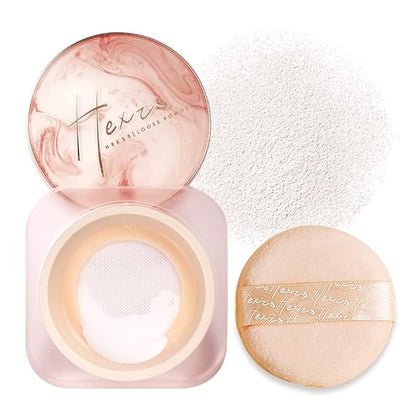 HEXZE Loose Setting Powder, Face Powder Makeup & Finishing Powder for Light, Medium & Tan Skin Tones, Mattifying Finish and Shine Control Transparent white