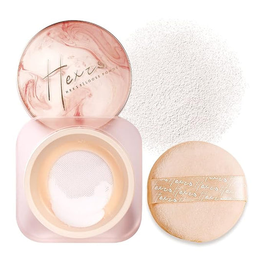HEXZE Loose Setting Powder, Face Powder Makeup & Finishing Powder for Light, Medium & Tan Skin Tones, Mattifying Finish and Shine Control Transparent white