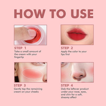 YOUNG VISION Lip & Cheek Pudding Pot – Multi-Use Soft Matte Cream Blush, Buildable Lightweight Formula Lips and Cheeks Tint, 5g/0.17oz