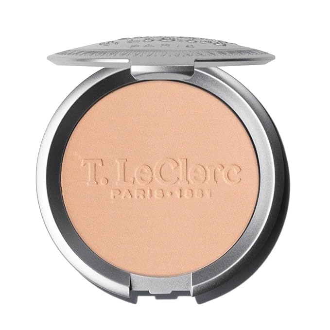 T.LeClerc Rice Compact Powder – Anti-Aging Pressed Powder with Brown Rice Ferment – Long-Lasting Natural Matte Finish – Moisturizing | Non-Comedogenic Face Powder (AMBRÉ, 9G)