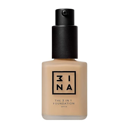 3INA The 3-In-1 Foundation 204 - Vegan Formula - Combination Of Primer, Concealer And Foundation - Medium Coverage - Natural Finish - Perfect For Covering Lines And Blemishes - Long Lasting - 1.01 Oz