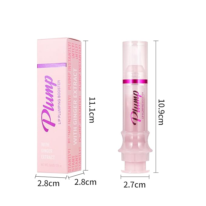 Lip Plumping Booster, Ginger Lip Plumper Gloss Lip Plumping Oil, Plump & Pout Lip Plumper, Ultra-Hydrating & Nourishing,Glossy Finish Fuller Natural Lip Gloss for Women Girls, #07 Rose Envy