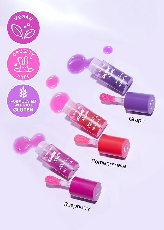I DEW CARE Lip Gloss - Glow Easy Pomegranate | Jojoba Seed Oil, Vitamin C, Pigmented Glossy Stain, Hydrating, Korean Makeup, Pink Color, Moisturizing, Nourishing Crystal, 0.20 FL Oz