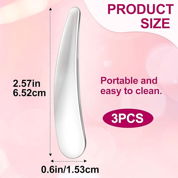 3pcs Mini Metal Cosmetic Spatulas, Reusable Skincare Applicator, Makeup Spoons Facial Beauty Accessories for Essence Skin Care Cream Eye Cream Mask Mixing- Silver